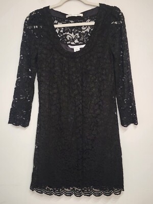 Diane von Furstenberg DVF Lace Mini Dress Size 4 Hasina Black Capsule Minimalist