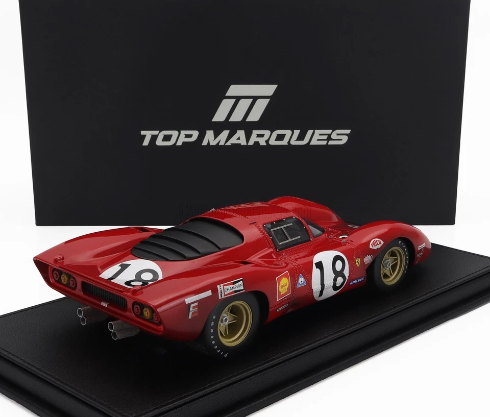 MODELLINO AUTO STATICO TOP MARQUES FERRARI 312P LE MANS 1969 RODRIGUEZ 1/18 - Immagine 2 di 4