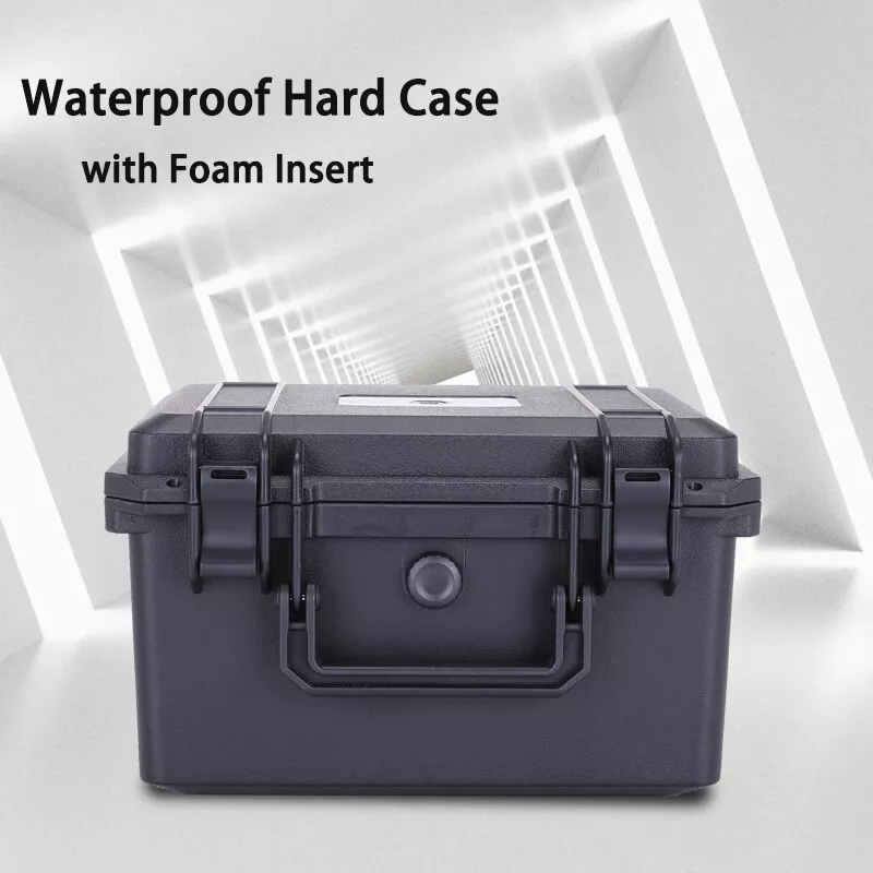 Small Waterproof Hard Case with Foam Insert Plastic Protective Camera Case  Black