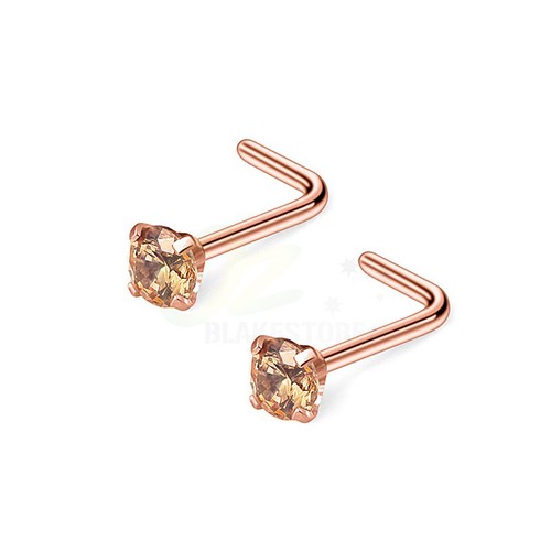 2PCS Nose Studs Piercing Rings Zirconia Gem Stone Surgical Steel Body Jewellery - Picture 27 of 31