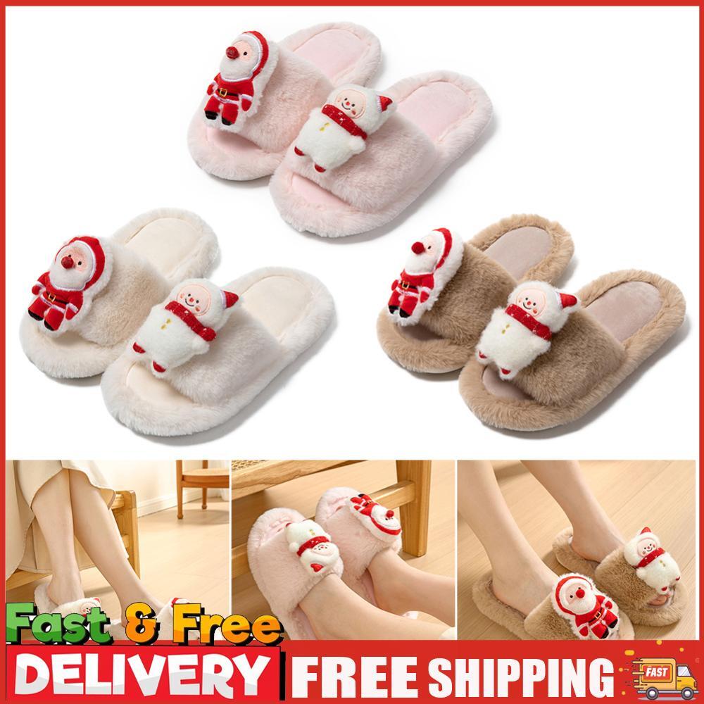 SAOLA Pantofole stampate natalizie casual fodera in pile scarpe comode suola in gomma pantofole