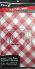 New Red White Checked Gingham Plastic Tablecloth 54" X 108" Camping Picnic BBQ