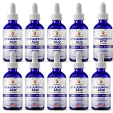 10 PACK Pure Hyaluronic Acid Serum for Face (2 Oz) - Paraben and Fragrance-Free