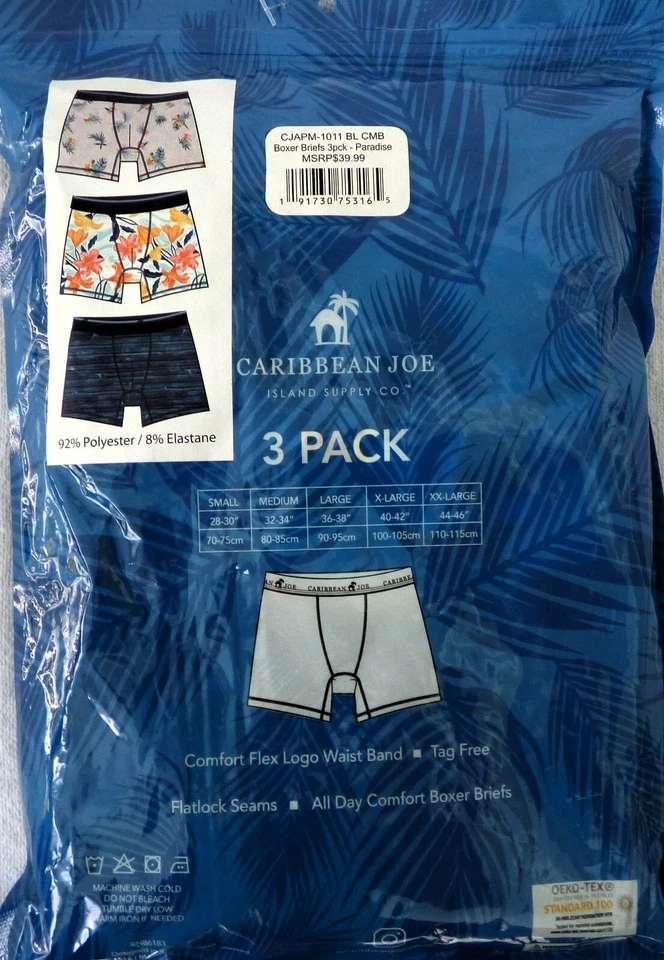 Pack de 3 calzoncillos boxer Caribbean Joe elige la talla elige el patrón medianos a XXL tropicales Foto 4 de 4