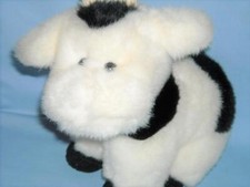 Vintage GUND Plush Cow w/ Cow Bell Stuffed Black  White Animal Toy 1987