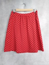 BODEN SKIRT 14 L, RED SPOTTY K/L SKIRT. HEAVIER JERSEY, GATHERS AT WAIST.
