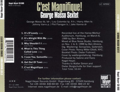 GEORGE MASSO SEXTET C'EST MAGNIFIQUE NEW CD