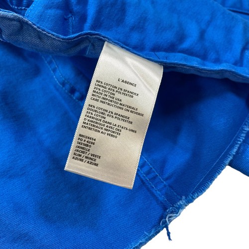 L'Agence Damen blau kobalt roher Saum dehnbar Janelle Jeansjacke Gr. Small - Bild 4 von 7