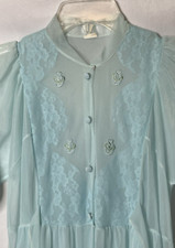 Vintage Robe Chiffon Light blue Full length NO TAG - See Measurements