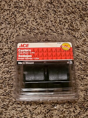 ACE 2'' Stem Mount Black Nylon Casters -No. 51320 - Brand New Old Stock
