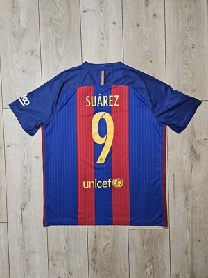 BARCELONA 2016 2017 HOME SUAREZ FOOTBALL SHIRT SOCCER JERSEY XL
