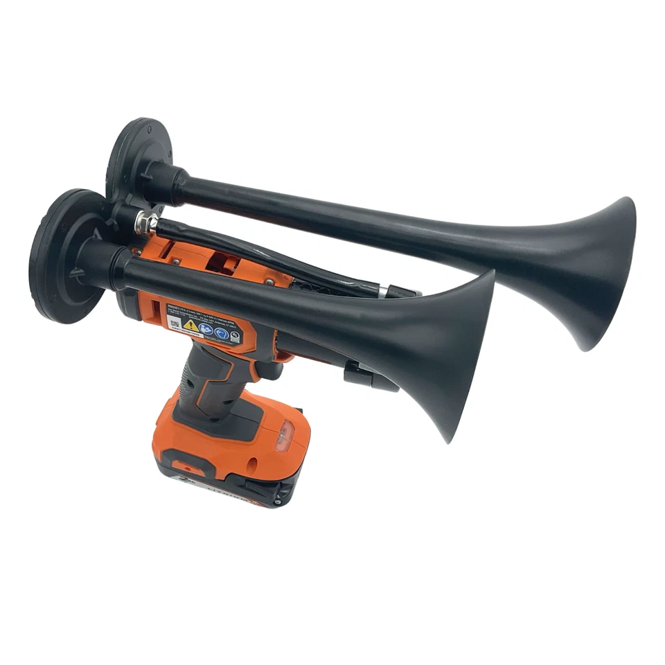 For Ridgid 18V  Drill impact Train Air Horn Dual 2 Black Air Trumpets Loud - Image 3 of 4