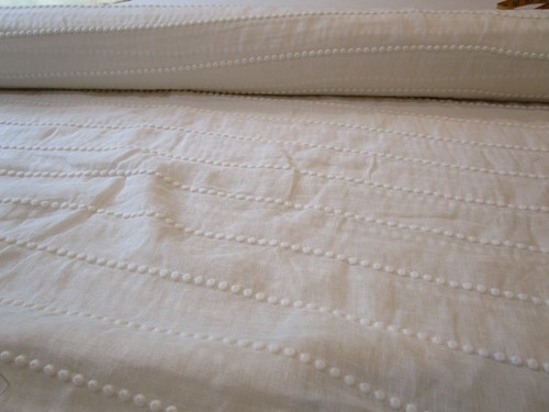 Stroheim Gallette White Linen sheer109" W dot stripe embroidery stripe 3.83yds - Picture 8 of 9