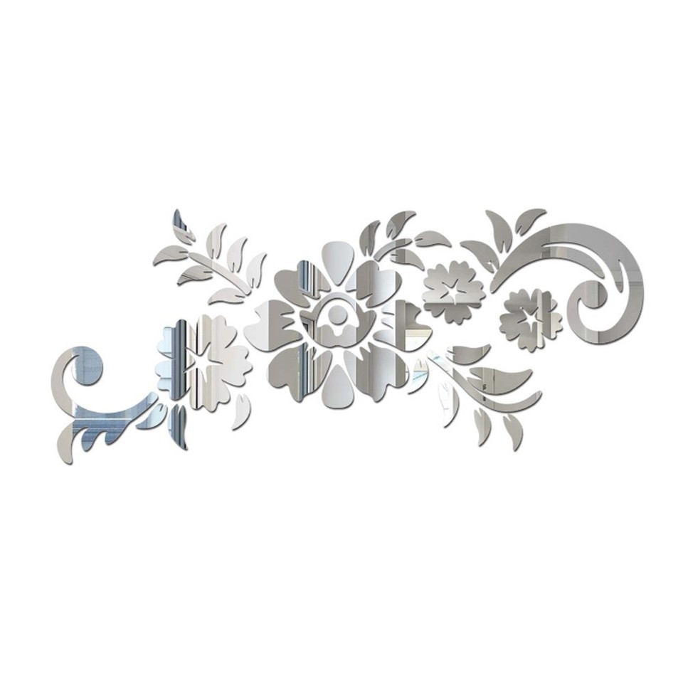 Acrylspiegel Blumen DIY Kunst Wandsticker Wanddekoration für Zuhause