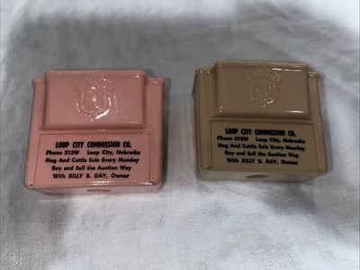 2 Vtg Matchbox Holders Loup City Commission Co. Billy B. Day Loup City, Nebraska