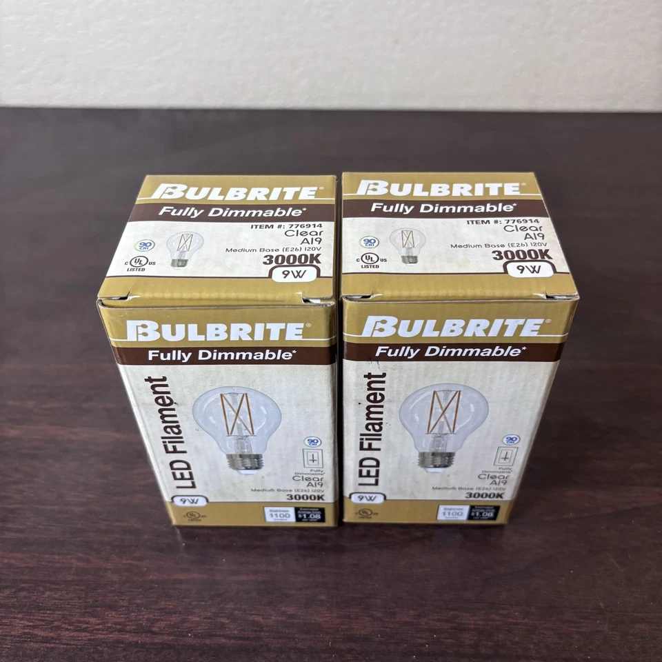 2 Bulbrite Victorian Style  Antique Filament LED Light Bulbs 3000K A19 9W 120V - Image 3 of 4
