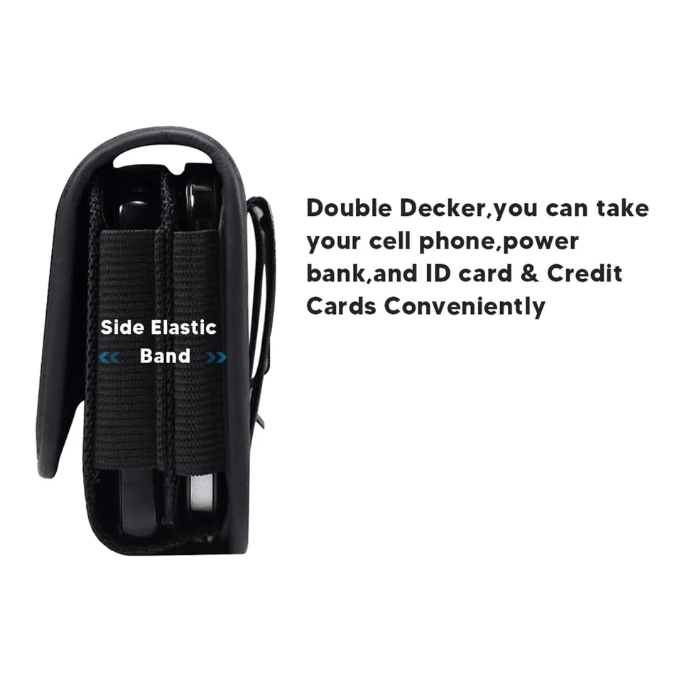 Funda grande horizontal universal de nailon con doble ranura para teléfono y una ranura para tarjeta Foto 4 de 4