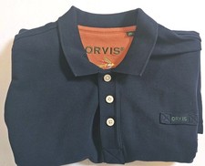 Orvis Polo Mens Short Sleeve Shirt Size XL Navy Blue Quality 100 Cotton