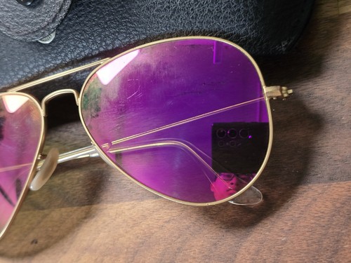 Ray-Ban Aviator Flash Sonnenbrille matt gold/violett polarisiert verspiegelt 58 mm - Bild 3 von 8