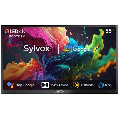 NEW Sylvox 55'' Full Sun QLED Outdoor Google TV Dolby Atmos 4K IP55 Weatherproof