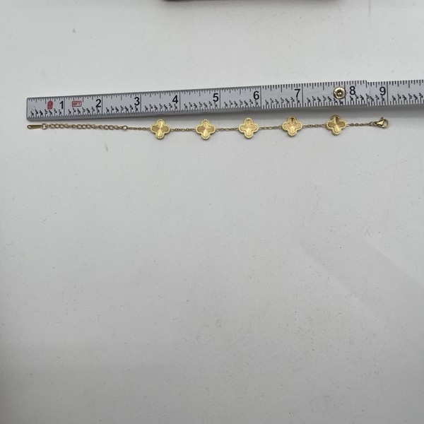 Alternate view of Aippk 18k Gold Plated Four Leaf Clover Dainty Charm Lobster Clasp Bracelet New