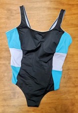 LANDS END Womens Tugless Tank One Piece Swim Suit PLUS SIZE 26W L Color Block