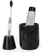 Natural Marble Toothbrush Holder and Toothbrush Cup Set,Handmade Toothbrush Hold