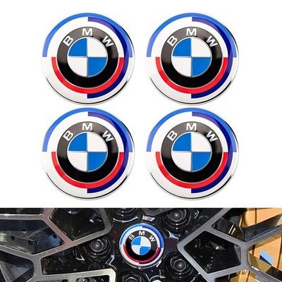56/65mm BMW 50 Jahre M Emblem Aufkleber Nabenkappen Felgendeckel Stickers
