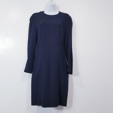 Stella McCartney Women size 40 US 4 Navy Blue Sheath Dress Long Sleeves