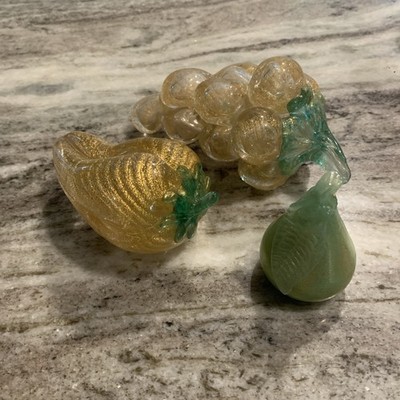 Barovier And Toso Murano Glass Fruit-3 Pieces 