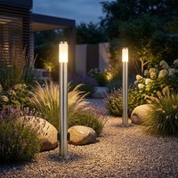 Stehlampe AußEn Stehleuchte Gartenleuchte Steckdosen Edelstahl LED H 110 Cm 2X