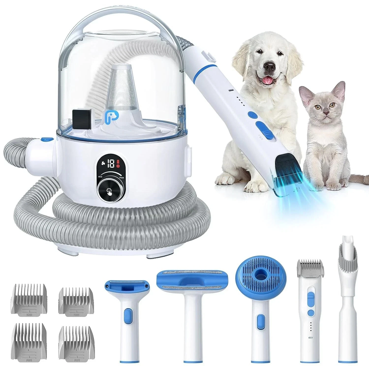 Pet Grooming Vacuum Kit, Dog Clippers for Grooming,Cat Hair Brush Shedding Trimm