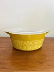 RARE Vintage Promo Pyrex w/Lid Mustard Autumn Floral Pyrex 475 B Square Flowers