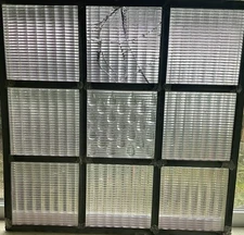 9 Luxor Transom Prism Glass Tiles SAWTOOTH Design & 1 RAINDROP Smooth  Back 4x4