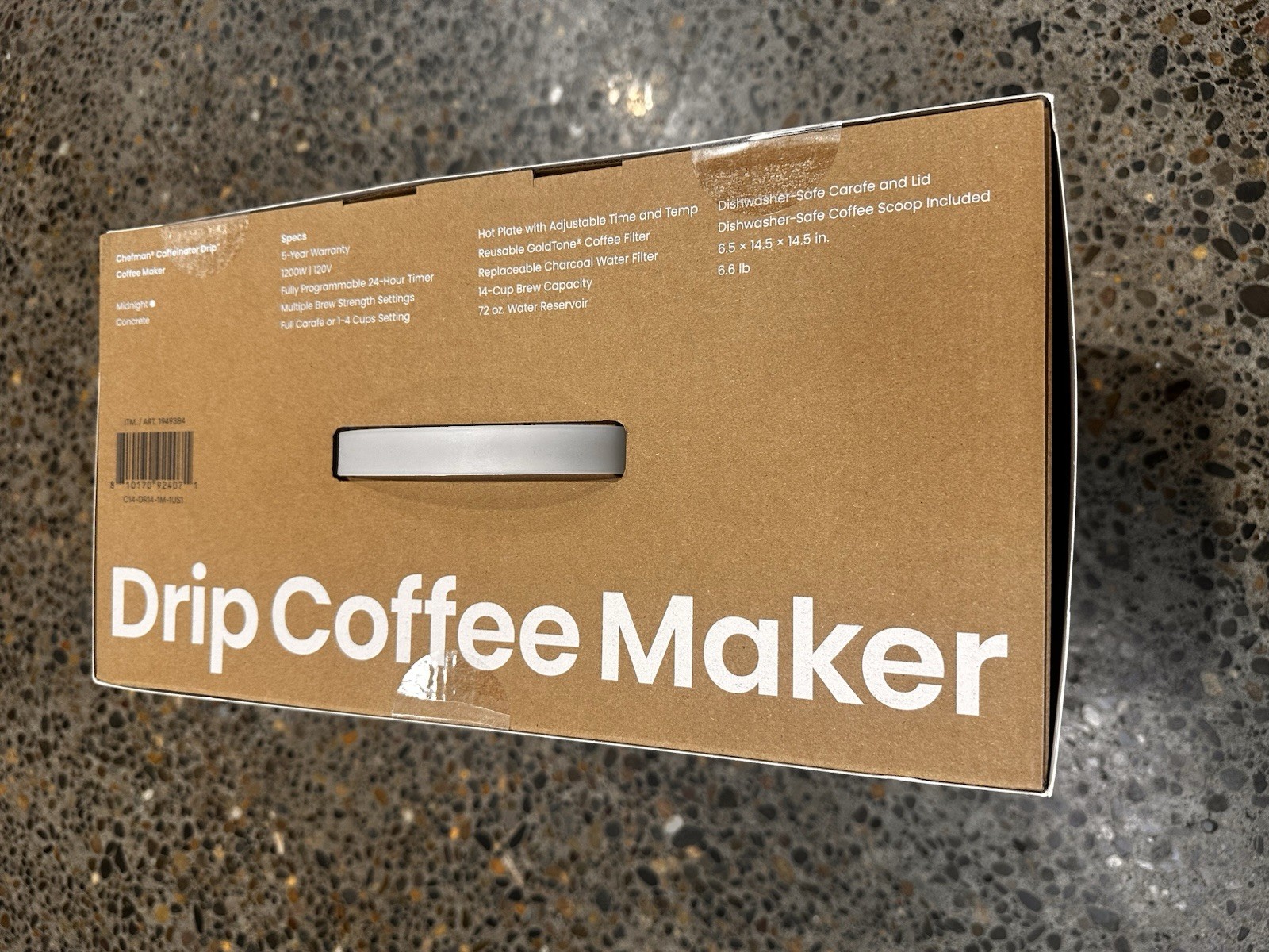 Chefman Caffeinator Drip Coffee Maker Programmable 1-14 Cups Black