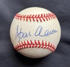HANK AARON SIGNED AUTOGRAPHED BASEBALL NATIONALS LEAGUE BRAVES W/TICKET 755 Hrs