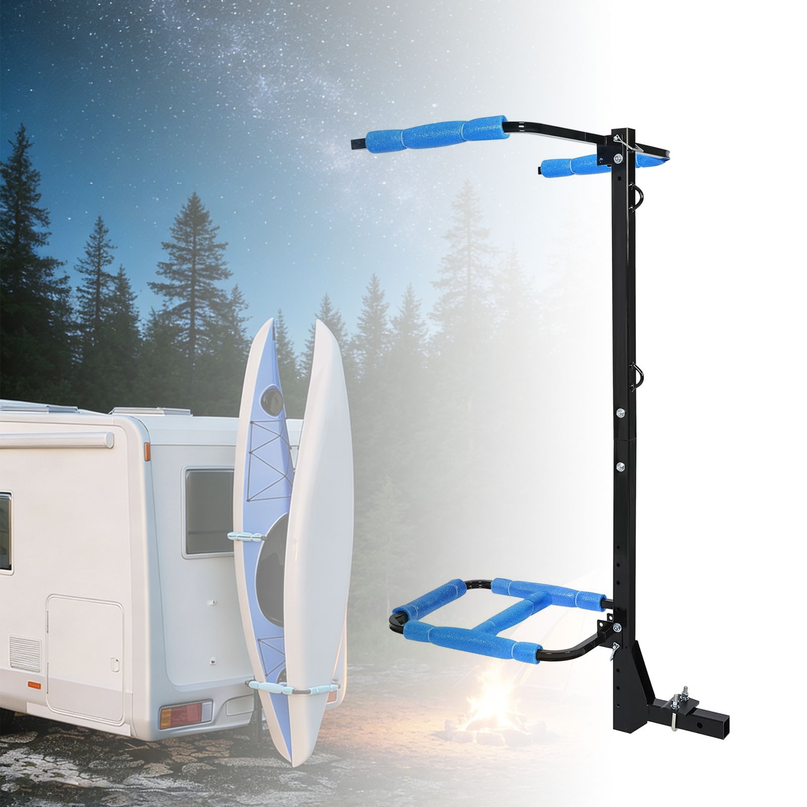 New Steel RV Hitch Mount Kayak Rack Fits up to 12''Kayaks For Truck SUV 150lbs