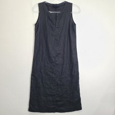 Andrea Viccaro Black Linen Sleeveless Shirt Dress Shift Modest Lagenlook Sz 8