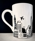 Vintage Botticelli Design NYC Skyline Mugs Set Day & Night Black White Ceramic — photo 7