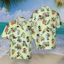 Disney Beach Trip Mickey Mouse  Friends Surfing Tropical Aloha Hawaiian Shirt