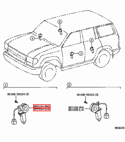 Genuine Toyota LandCruiser HDJ80 FZJ80 Front RH LH Window Regulator Motor Set - Picture 9 of 9