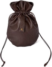 Medieval PU Leather Drawstring Pouch Coin Purse Storage Dice Bag Brown Size M