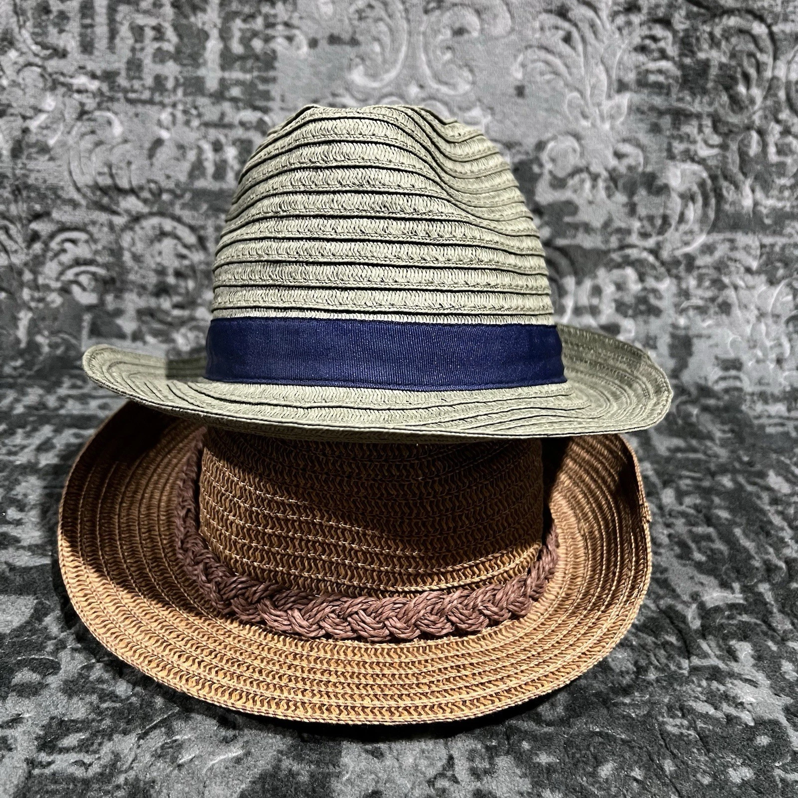 Janie and Jack Fedora Hat Olive Green/ Brown Size 10-12 New/used X2