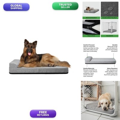 Diggs Bolstr Orthopedic Memory Foam Dog Crate Bed, Headrest, X-Large