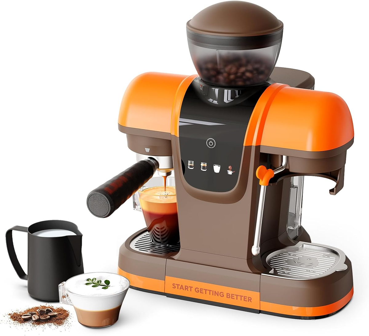 20 Bar Espresso Machine with Grinder & Steam Wand - Home Barista