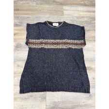 Vintage Eddie Bauer Fair Isle Wool Blend Sweater Vest Navy Mens Small USA Made