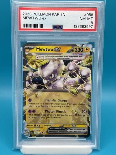 PSA 8 - 2023 POKEMON PAR EN-PARADOX RIFT 058 MEWTWO EX