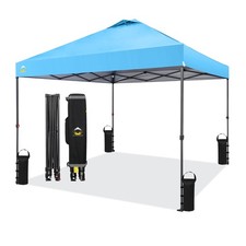 Crown Shades 10 x 10 Ft Instant Canopy Tent, Portable Shelter, Sky Blue Used 