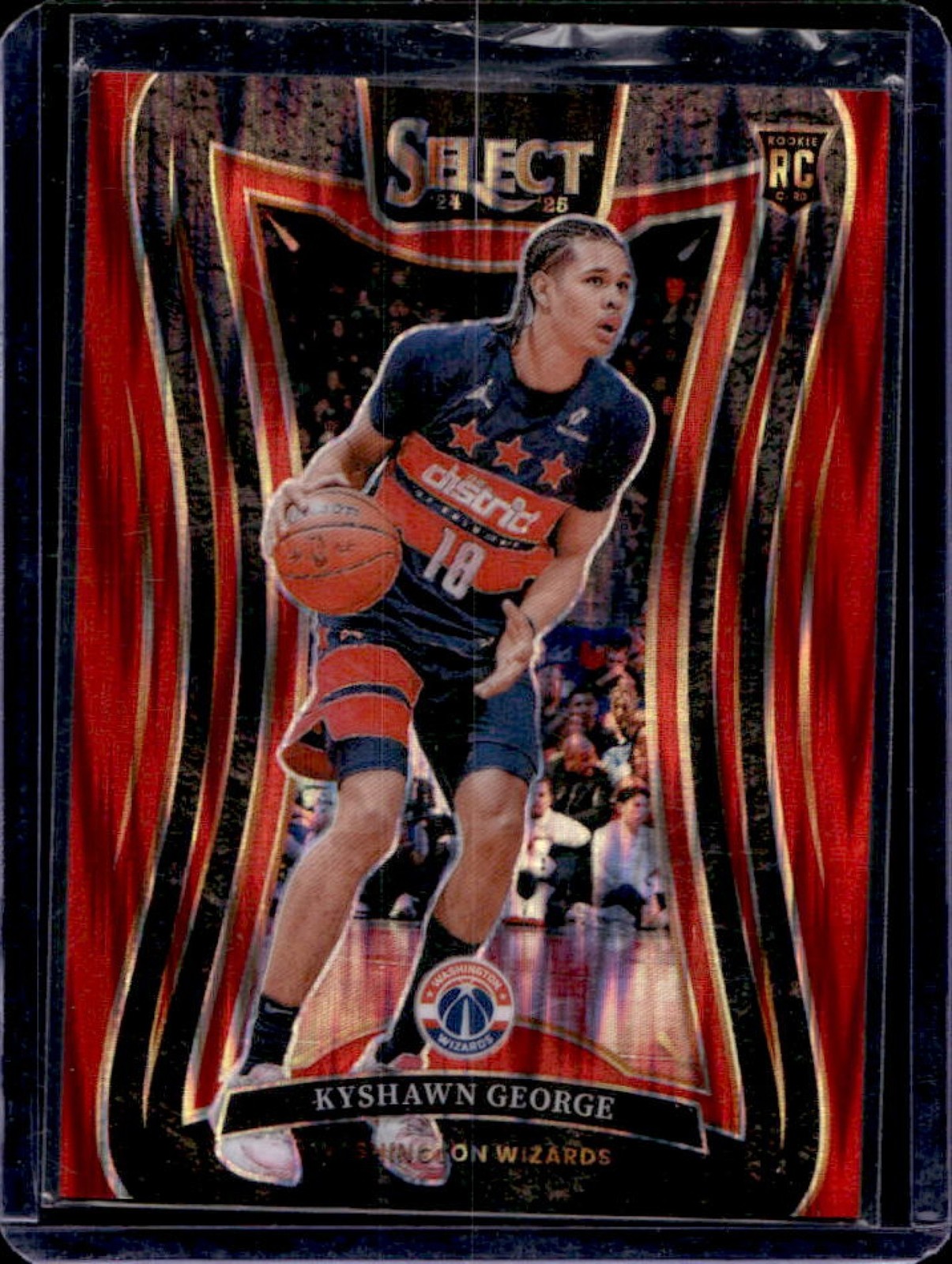2024-25 Panini Select Kyshawn George Mezzanine RC Red Flash Prizm #/299 Wizards