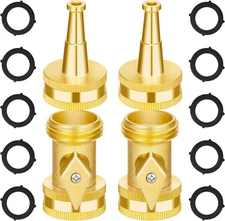 Brass Hose Nozzle - High Pressure Jet Nozzle 4 Count (2 Set), Heavy Duty Water H